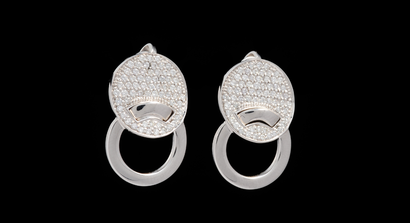 18K White Gold with Diamond Earring