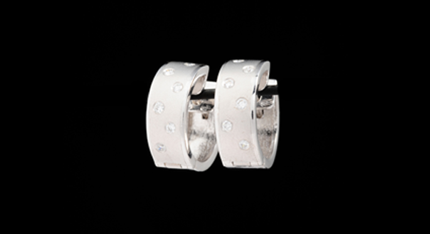 18K White Gold with Diamond Earring