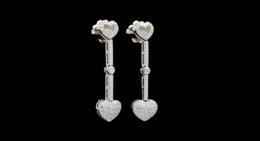 18K White Gold with Diamond Earring