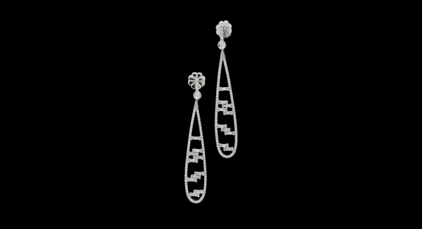 18K White Gold with Diamond Earring