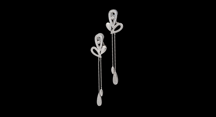 18K White Gold with Diamond Earring