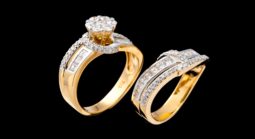 18K Yellow Gold with Diamond Rings