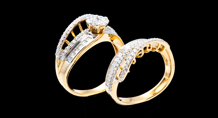 18K Yellow Gold with Diamond Rings