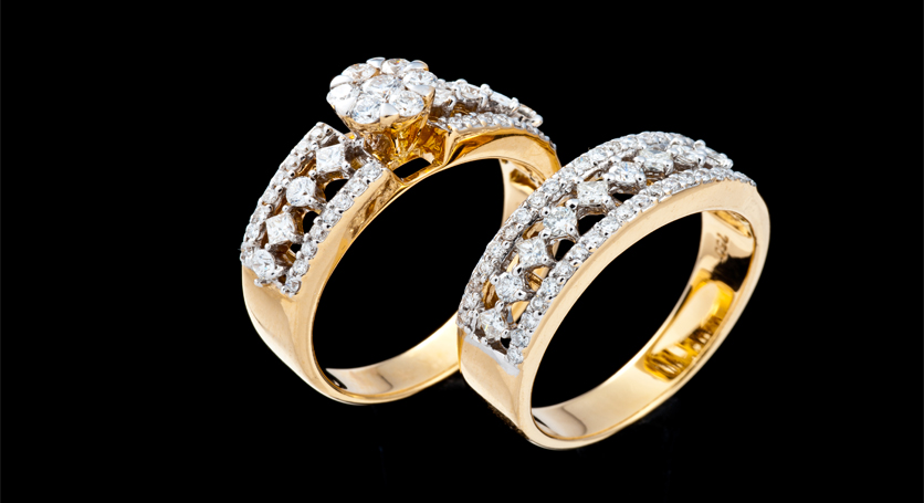 18K Yellow Gold with Diamond Rings