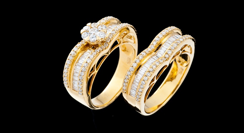 18K Yellow Gold with Diamond Rings