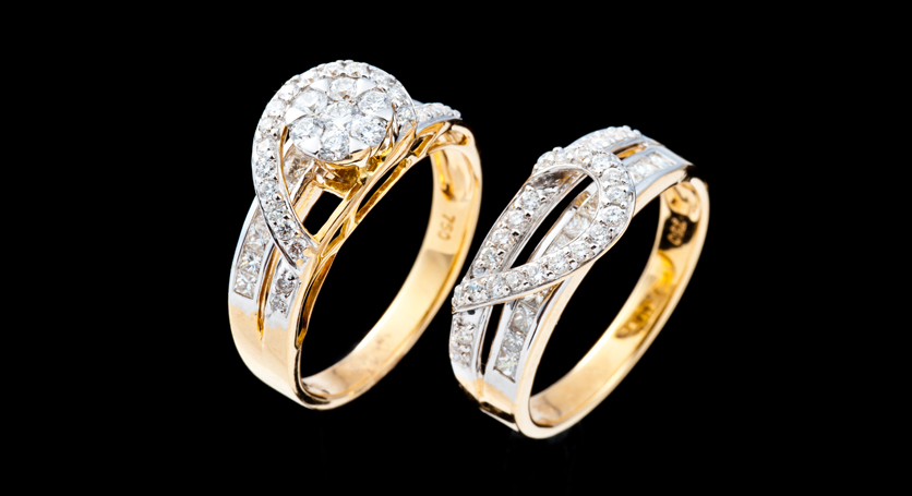 18K Yellow Gold with Diamond Rings