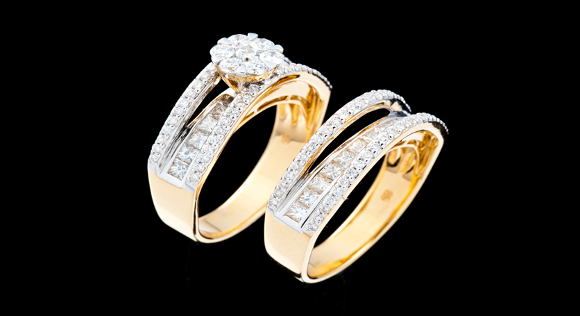 18K Yellow Gold with Diamond Rings