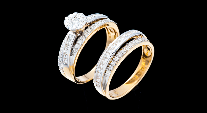 18K Yellow Gold with Diamond Rings