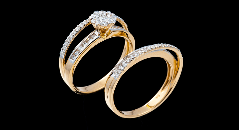 18K Yellow Gold with Diamond Rings