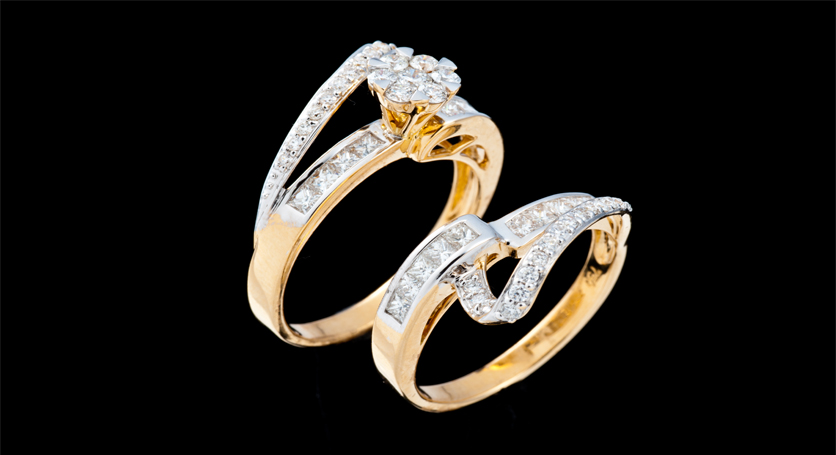 18K Yellow Gold with Diamond Rings
