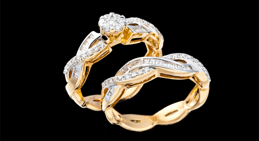 18K Yellow Gold with Diamond Rings