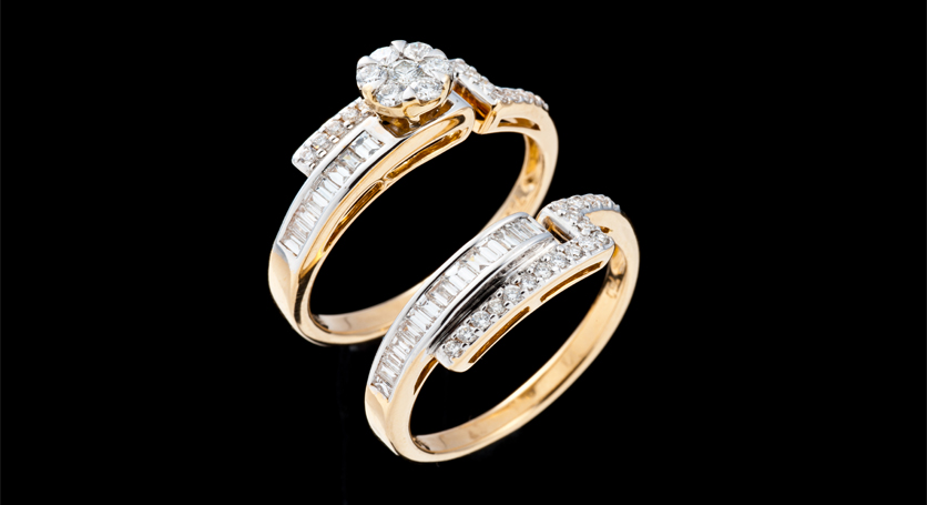 18K Yellow Gold with Diamond Rings