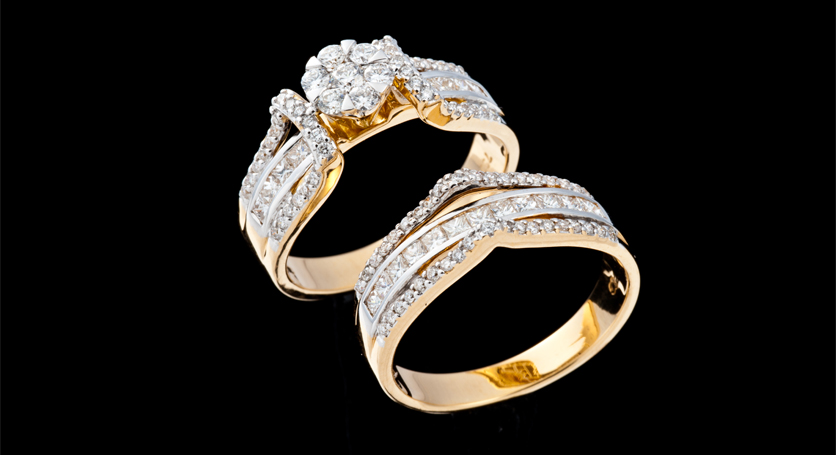 18K Yellow Gold with Diamond Rings