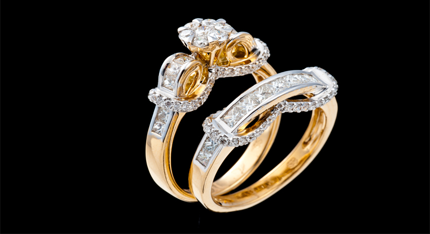 18K Yellow Gold with Diamond Rings