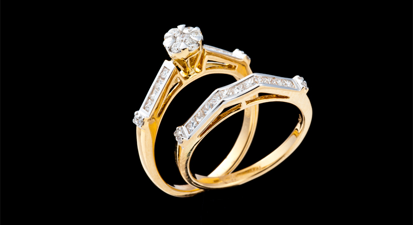 18K Yellow Gold with Diamond Rings