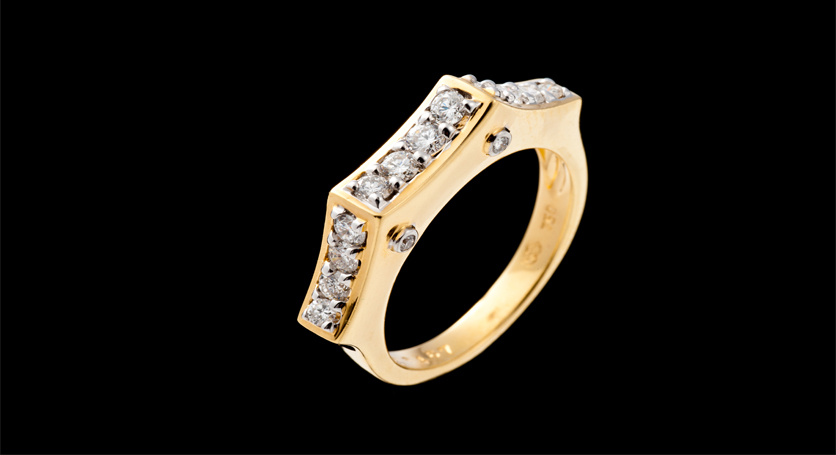 18K Yellow Gold with Diamond Ring