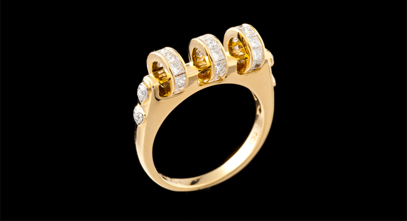 18K Yellow Gold with Diamond Ring