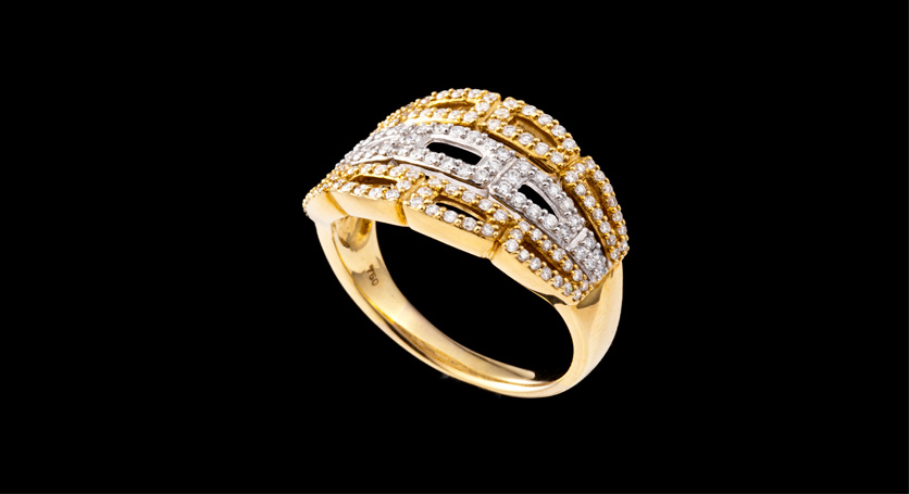 18K White and Yellow Gold with Diamond Ring