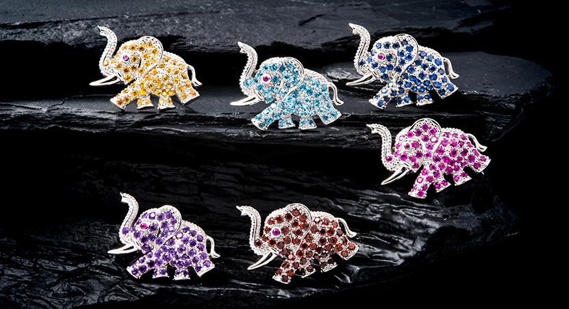 Silver with Color Stones and CZ Brooches