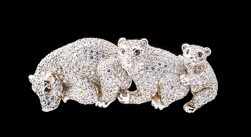 Silver with CZ Brooch