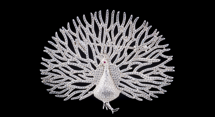 Silver with CZ Brooch