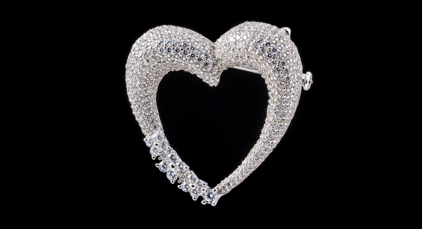 Silver with CZ Brooch