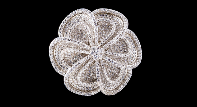 Silver with CZ Brooch