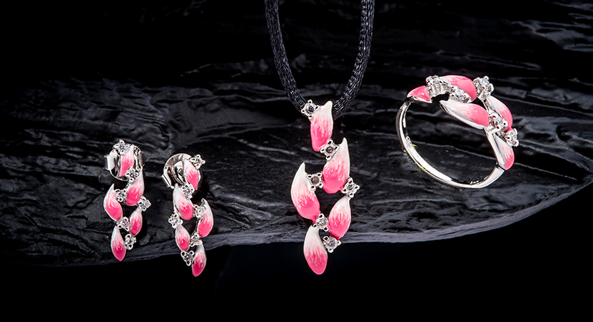 Silver with Enamel and CZ Set