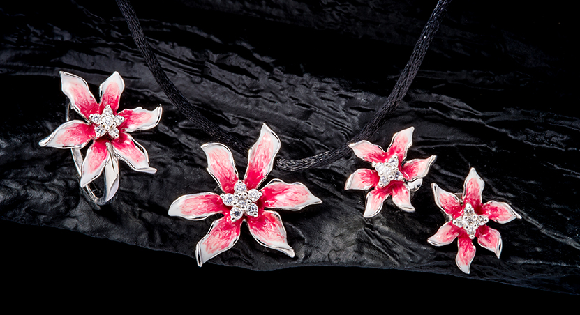 Silver with Enamel and CZ Set