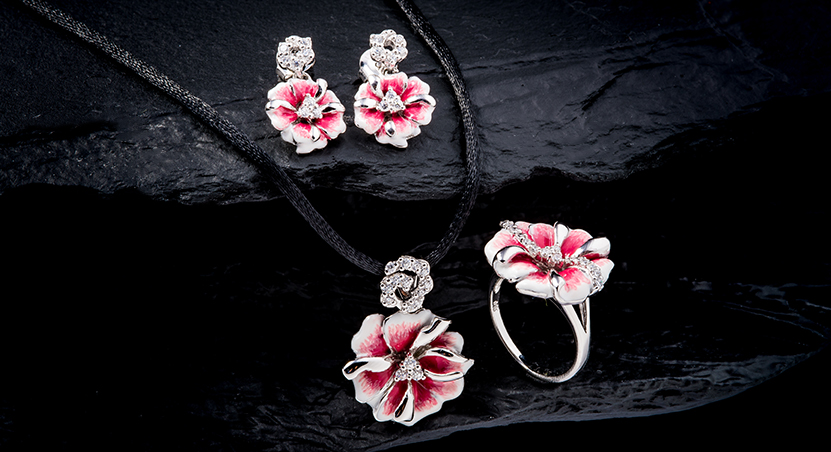 Silver with Enamel and CZ Set