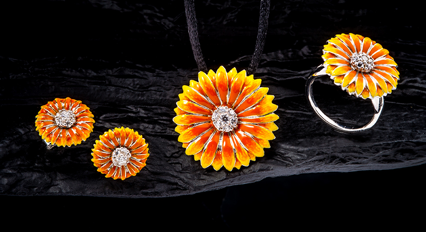 Silver with Enamel and CZ Set