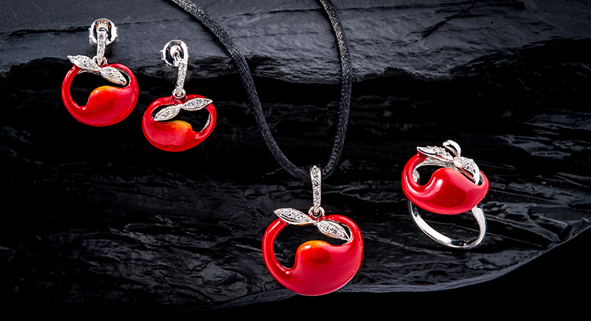 Silver with Enamel and CZ Set