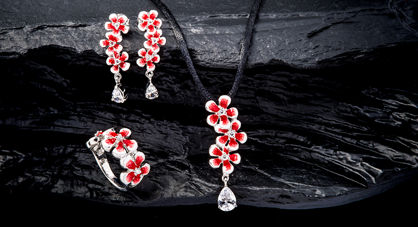 Silver with Enamel and CZ Set