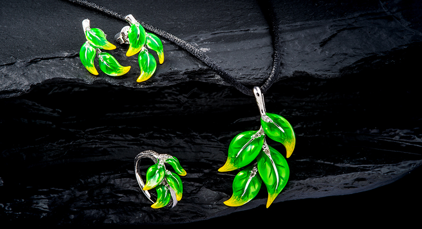 Silver with Enamel and CZ Set