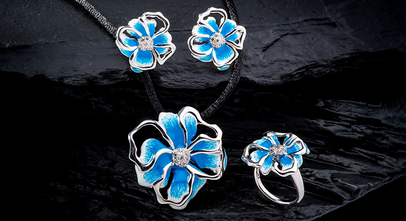 Silver with Enamel and CZ Set