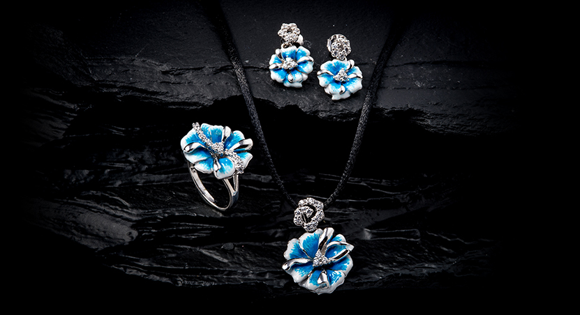 Silver with Enamel and CZ Set