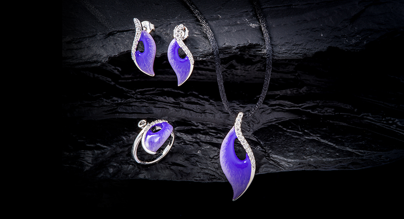 Silver with Enamel and CZ Set