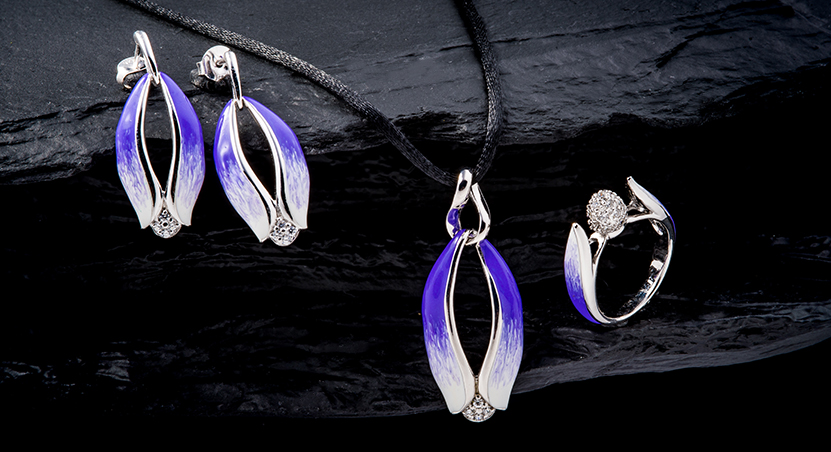 Silver with Enamel and CZ Set