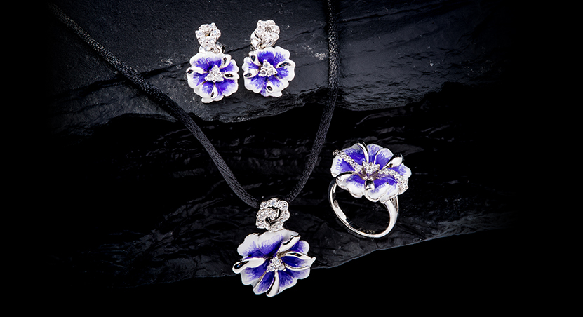 Silver with Enamel and CZ Set