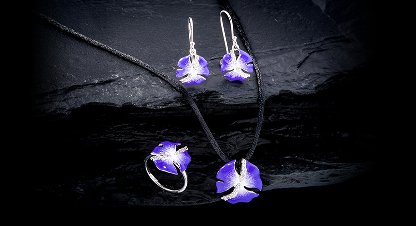 Silver with Enamel and CZ Set