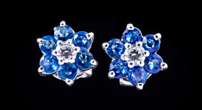 Silver with Sapphire and Zirconia Earring