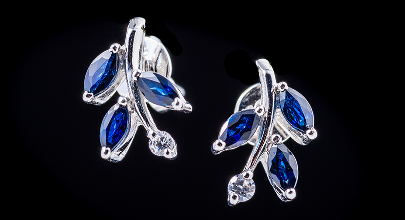 Silver with Sapphire and Zirconia Earring