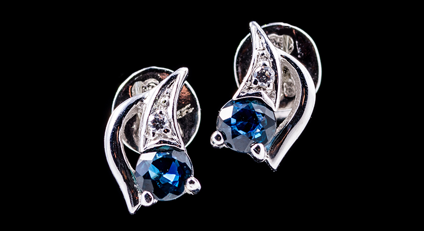 Silver with Sapphire and Zirconia Earring