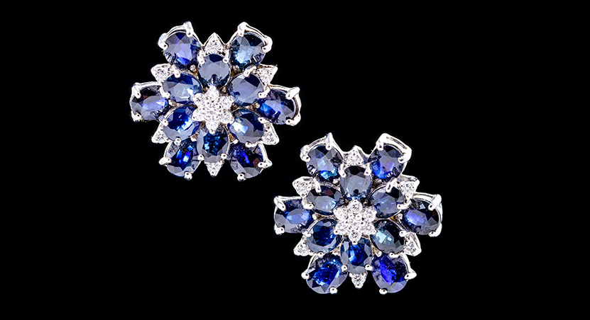 Silver with Sapphire and Zirconia Earring