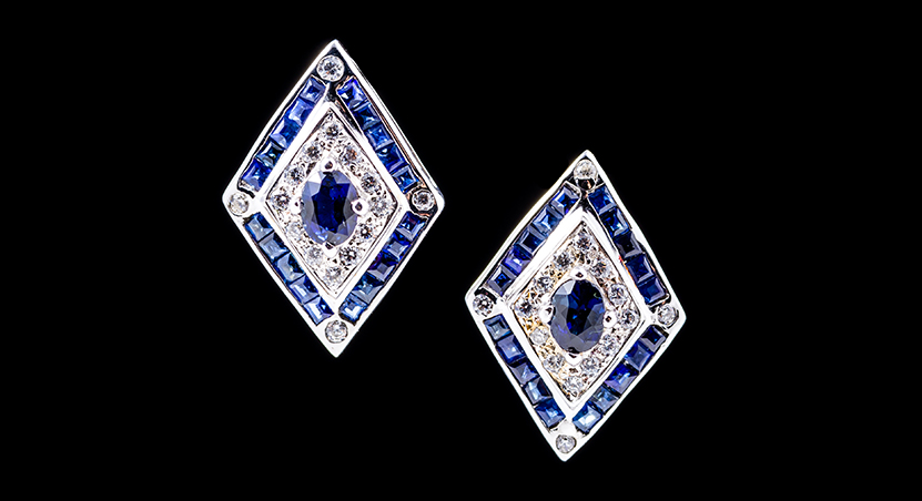 Silver with Sapphire and Zirconia Earring