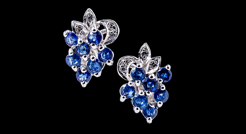 Silver with Sapphire and Zirconia Earring