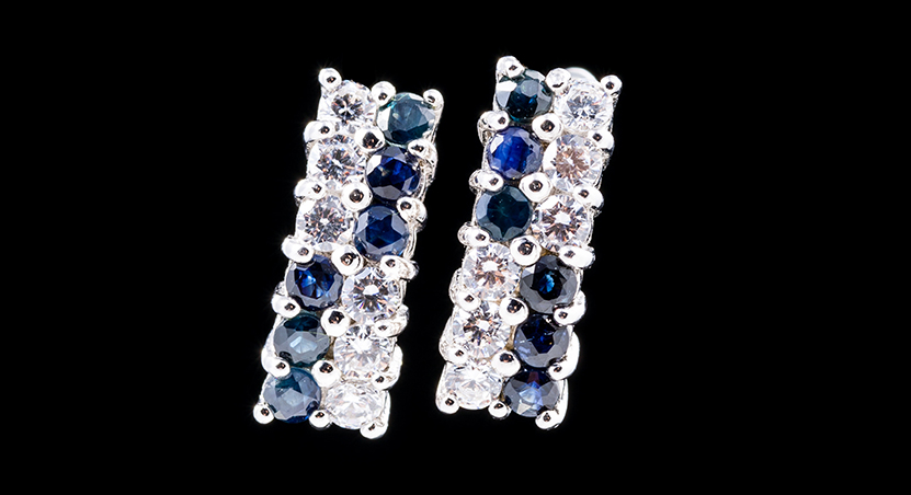Silver with Sapphire and Zirconia Earring