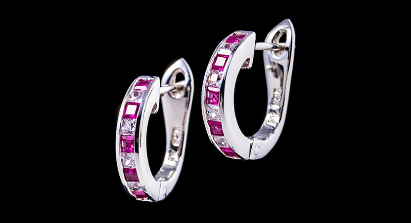 Silver with Ruby and Zirconia Earring