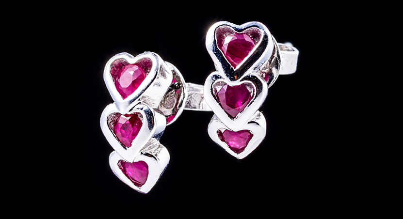 Silver with Ruby Earring