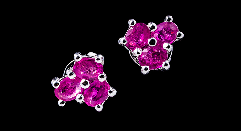 Silver with Ruby Earring